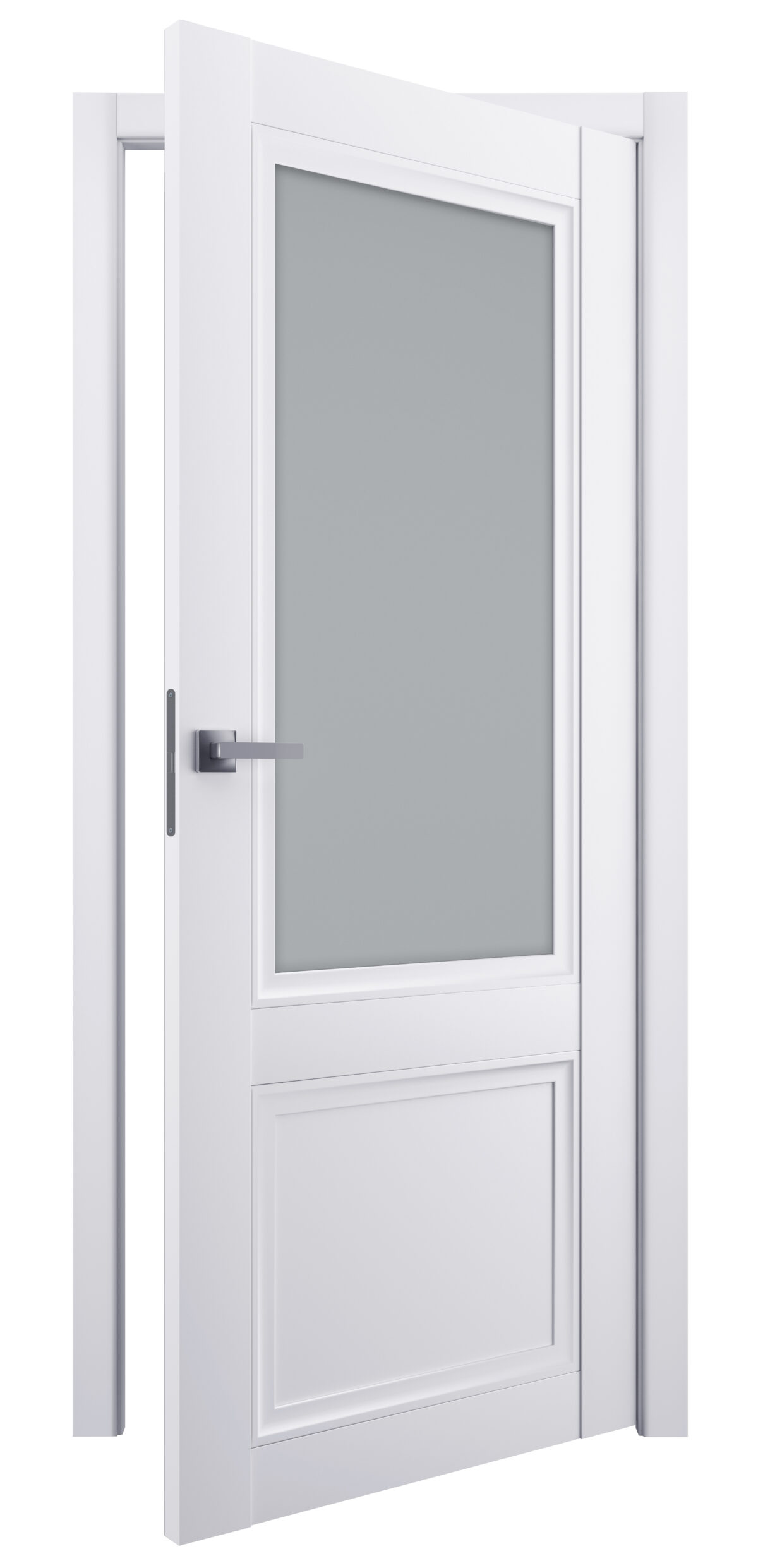 A0-Neoclassico 402 Fehér laminált beltéri ajtó szatén üveggel - Image 2 A0-Neoclassico 402 Fehér laminált beltéri ajtó szatén üveggel - A0 Neoclassico 402 White laminalt belteri ajto uveges open 1200x2482