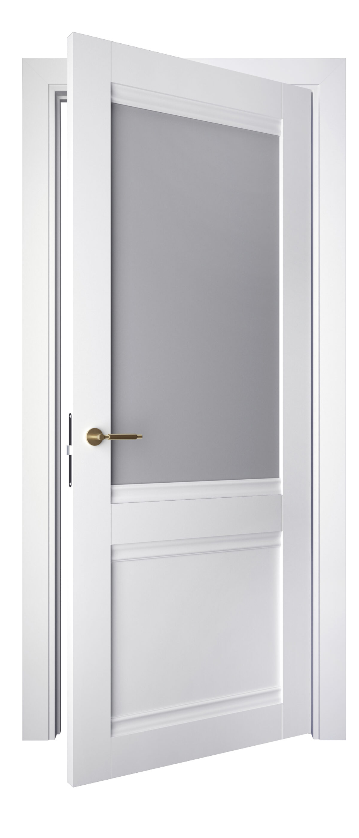 A0-Neoclassico 404 Fehér laminált beltéri ajtó szatén üveggel - Image 2 A0-Neoclassico 404 Fehér laminált beltéri ajtó szatén üveggel - A0 Neoclassico 404 White laminalt belteri ajto uveges open 1200x2797