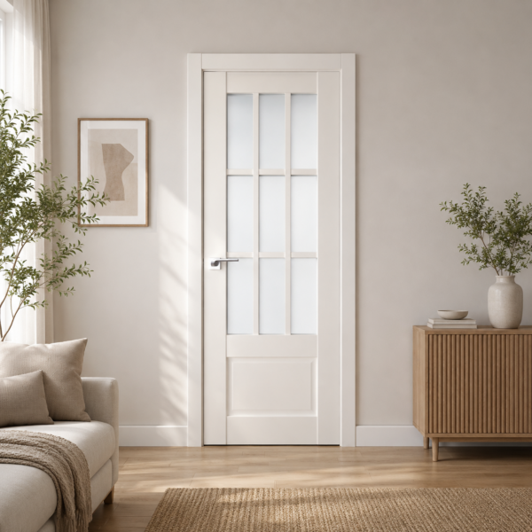 A0-Neoclassico 604 Magnólia laminált beltéri ajtó szatén üveggel