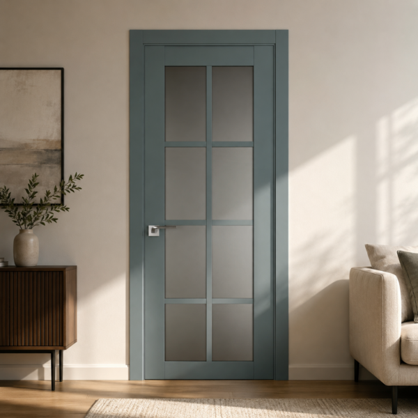 A1-Neo-Soft 601 Malahit laminált beltéri ajtó szatén üveggel