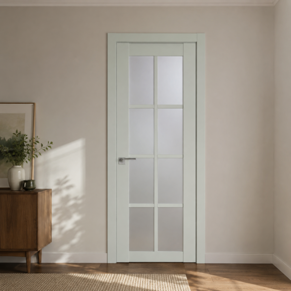 A1-Neo-Soft 601 Oliva laminált beltéri ajtó szatén üveggel