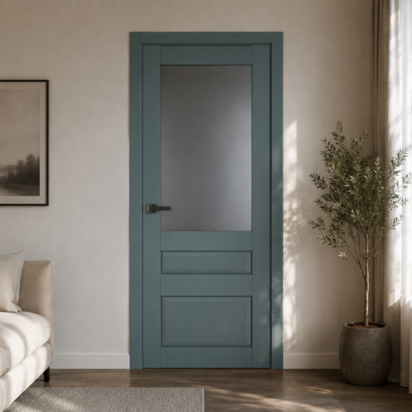 A1-Neo-Soft 608 Malahit laminált beltéri ajtó szatén üveggel