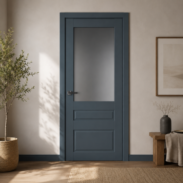 A1-Neo-Soft 608 Zafir laminált beltéri ajtó szatén üveggel