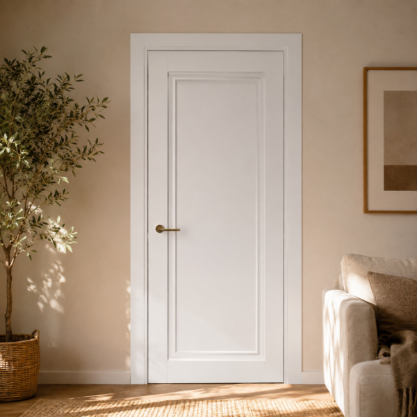 A0-Neoclassico 401 Fehér laminált beltéri ajtó tömör A0-Neoclassico 607 Antracit laminált beltéri ajtó szatén üveggel - A0 Neoclassico 401 Feher laminalt belteri ajto tomor scaled 1 600x600