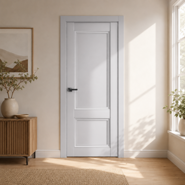 A0-Neoclassico 402 Szürke laminált beltéri ajtó tömör Frezato 708 Krém festett beltéri ajtó - A0 Neoclassico 402 Light Grey laminalt belteri ajto tomor scaled 1 600x600