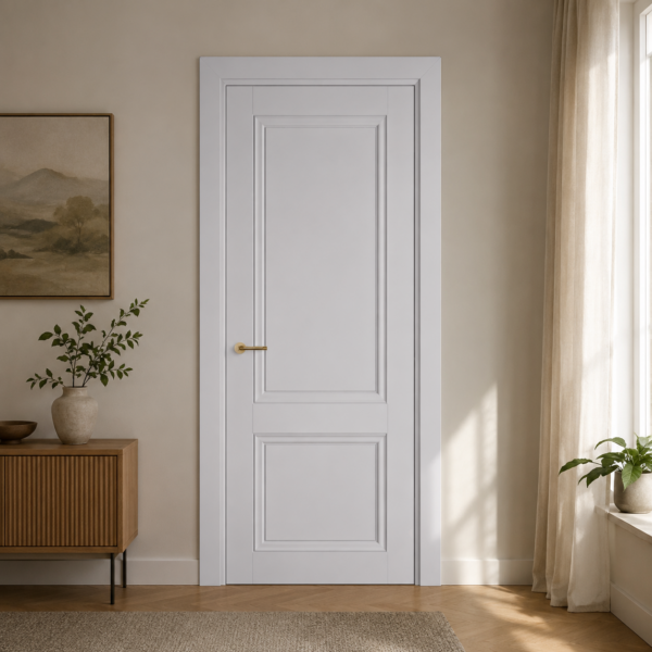 A0-Neoclassico 402 Fehér laminált beltéri ajtó tömör Line Astona Rozewood laminált beltéri ajtó szatén üveggel - A0 Neoclassico 402 White laminalt belteri ajto tomor scaled 1 600x600