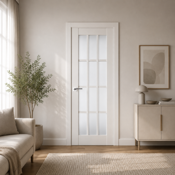 A0-Neoclassico 603 Magnólia laminált beltéri ajtó szatén üveggel