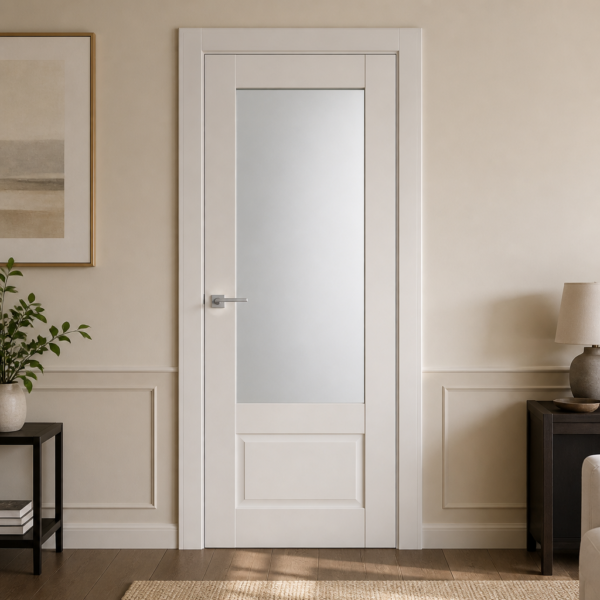 A0-Neoclassico 606 Magnólia laminált beltéri ajtó szatén üveggel