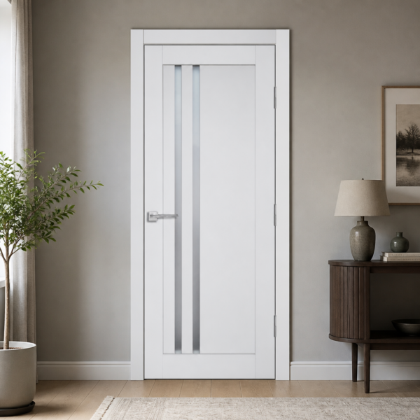 Duo Fehér laminált beltéri ajtó szatén üveggel