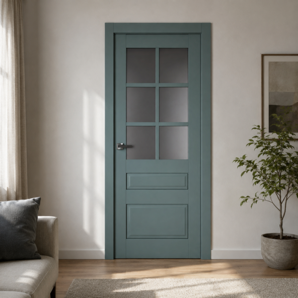 A1-Neo-Soft 607 Malahit laminált beltéri ajtó szatén üveggel