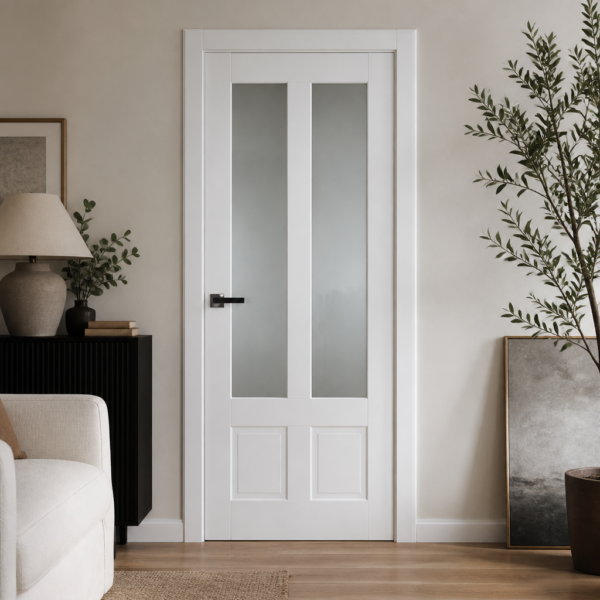 A0-Neoclassico 609 Fehér laminált beltéri ajtó szatén üveggel