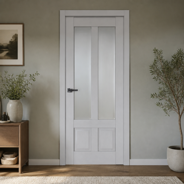 A0-Neoclassico 609 Szürke laminált beltéri ajtó szatén üveggel