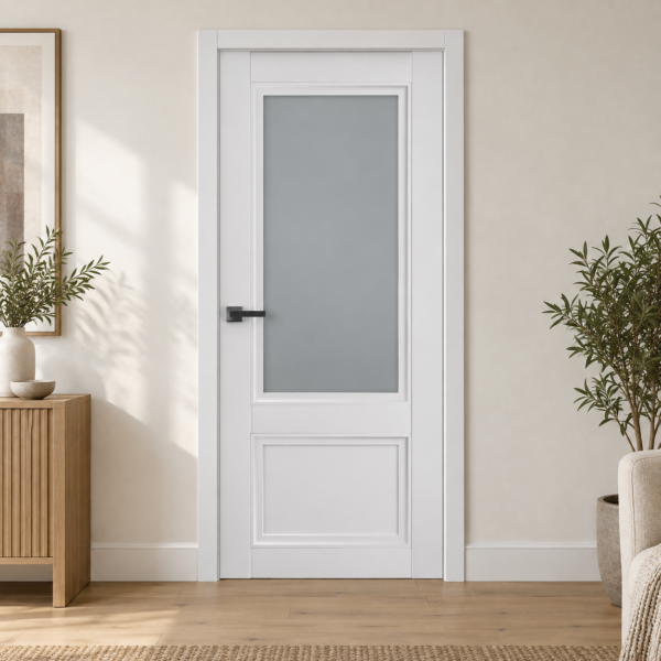 A0-Neoclassico 402 Fehér laminált beltéri ajtó szatén üveggel Olivia Aranydió festett furnéros beltéri ajtó tömör - tudor ai 20261001 44803 600x600